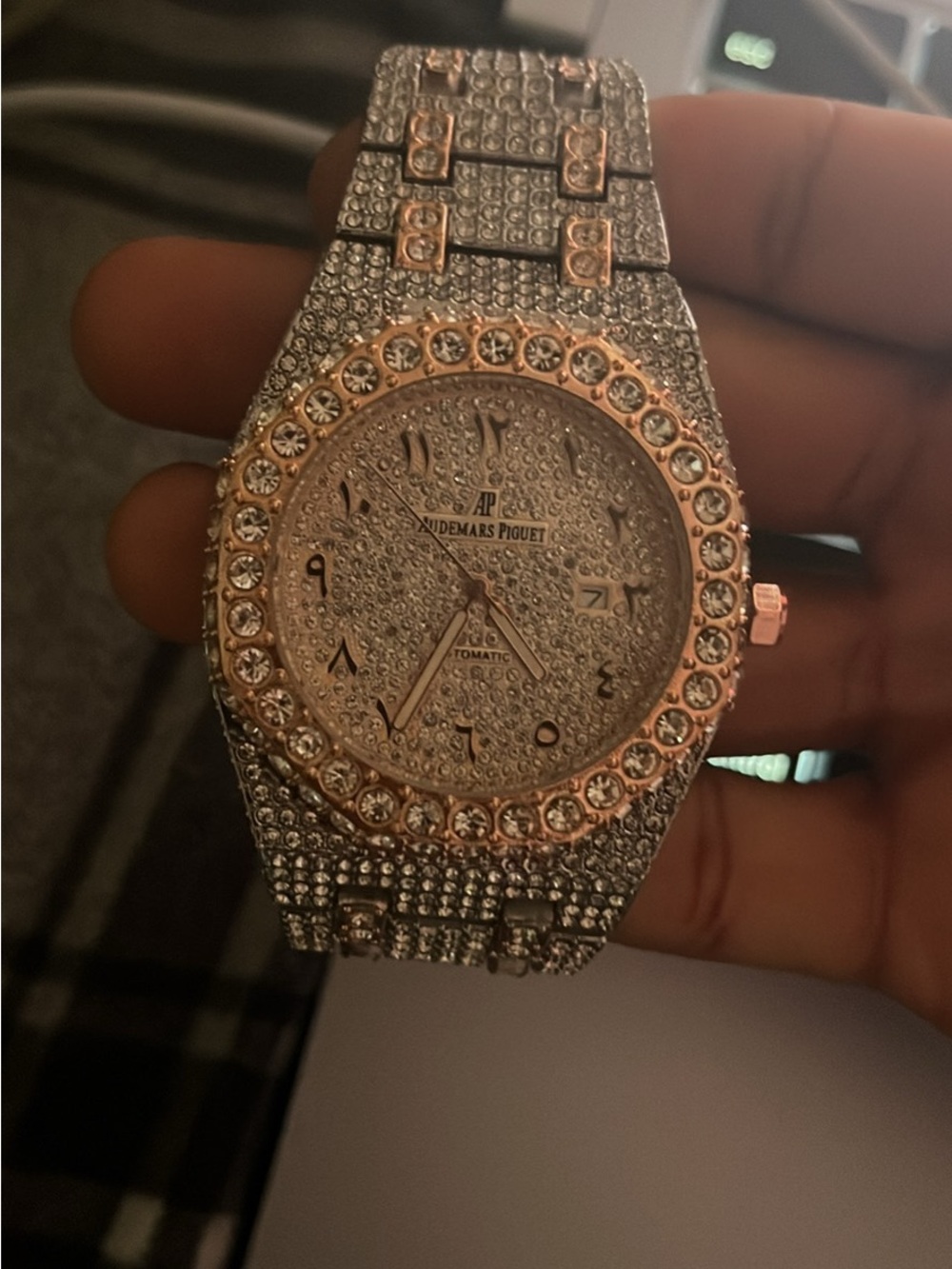 Audemars Piguet Rose Gold and Silver Pavé Men's Watch